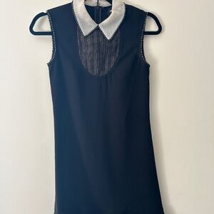 The Kooples Contrast-Collar Lace-Inset Mini Dress